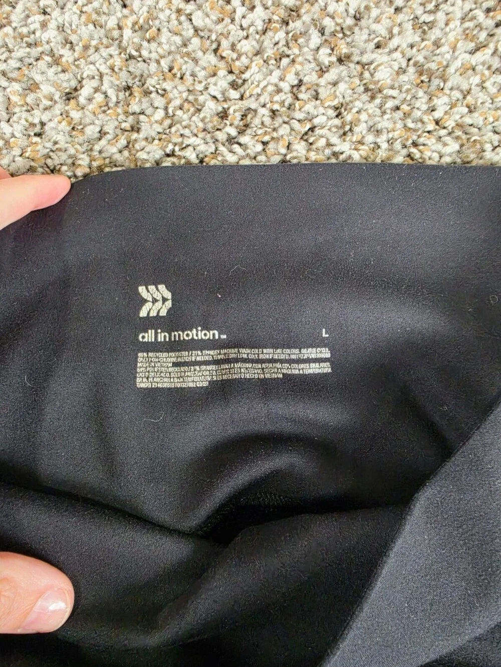 All In Motion Womens Sz L Pull On Athletic Leggings Solid Black